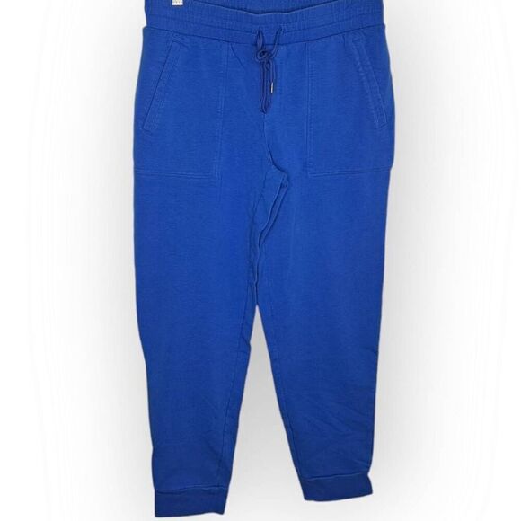 T by Talbots Women's Petite Relaxed Crop Pants Blue Cotton Pull On Elastic Waist - Picture 1 of 6